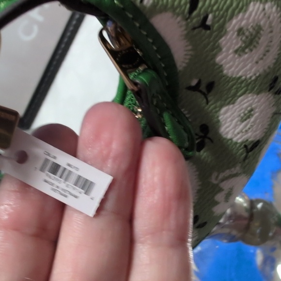 Coach Mini Carmen Bag Charm Keyring With Kelly Green Floral Print -NEW! - Picture 8 of 11